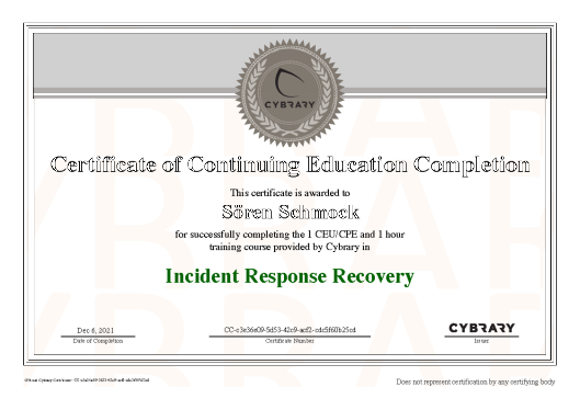 Cybrary - Incident Response Recovery